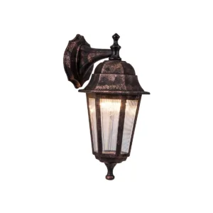 GloboStar® VITRO 203-0196 Vintage Επιτοίχιο Φωτιστικό Φαναράκι Μονόφωτο 1 x E27 IP44 Χάλκινο Πλαστικό Σώμα - Μ19 x Π16 x Υ34cm
