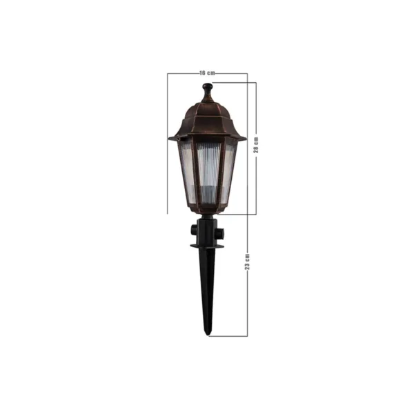 GloboStar® VITRO 203-0198 Vintage Καρφωτό Φωτιστικό Φαναράκι Μονόφωτο 1 x E27 IP44 Χάλκινο Πλαστικό Σώμα - Μ16 x Π16 x Υ51cm - Image 2