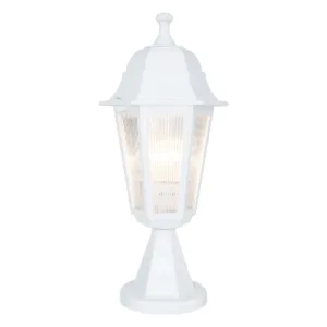 GloboStar® VITRO 203-0200 Vintage Επιδαπέδιο Φωτιστικό Φαναράκι Μονόφωτο 1 x E27 IP44 Λευκό Πλαστικό Σώμα - Μ16 x Π16 x Υ39cm