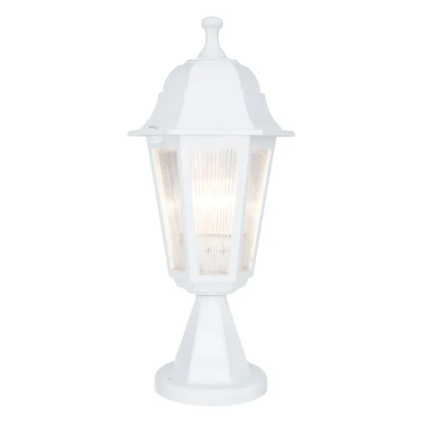 GloboStar® VITRO 203-0200 Vintage Επιδαπέδιο Φωτιστικό Φαναράκι Μονόφωτο 1 x E27 IP44 Λευκό Πλαστικό Σώμα - Μ16 x Π16 x Υ39cm
