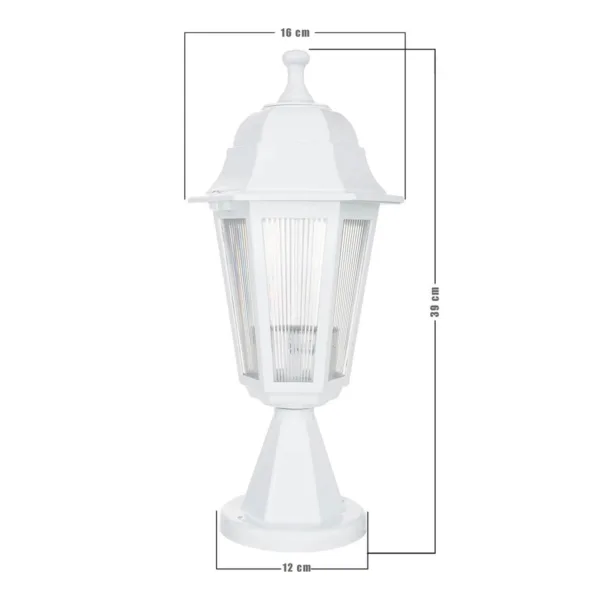 GloboStar® VITRO 203-0200 Vintage Επιδαπέδιο Φωτιστικό Φαναράκι Μονόφωτο 1 x E27 IP44 Λευκό Πλαστικό Σώμα - Μ16 x Π16 x Υ39cm - Image 2