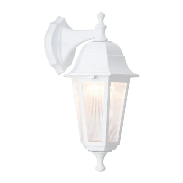 GloboStar® VITRO 203-0201 Vintage Επιτοίχιο Φωτιστικό Φαναράκι Μονόφωτο 1 x E27 IP44 Λευκό Πλαστικό Σώμα - Μ19 x Π16 x Υ39cm