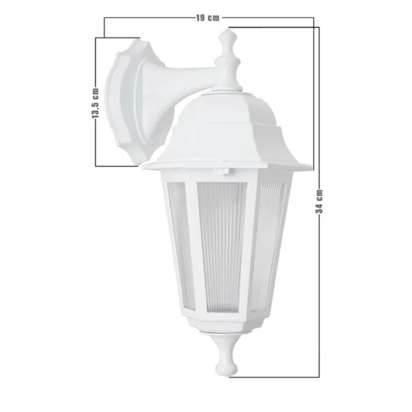 GloboStar® VITRO 203-0201 Vintage Επιτοίχιο Φωτιστικό Φαναράκι Μονόφωτο 1 x E27 IP44 Λευκό Πλαστικό Σώμα - Μ19 x Π16 x Υ39cm - Image 2
