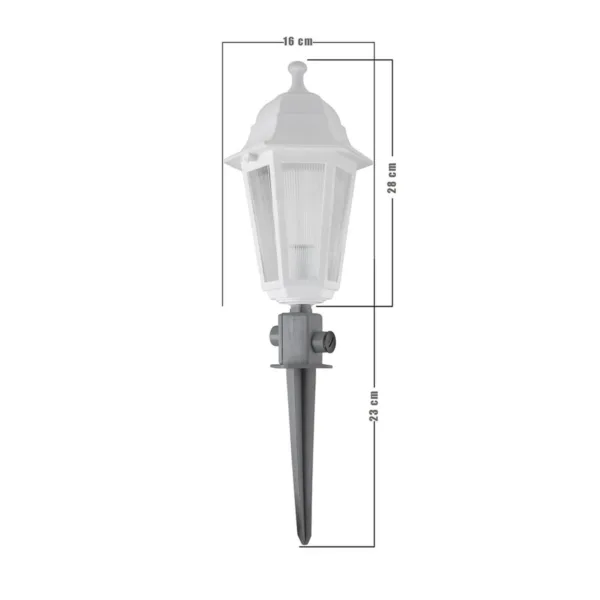GloboStar® VITRO 203-0203 Vintage Καρφωτό Φωτιστικό Φαναράκι Μονόφωτο 1 x E27 IP44 Λευκό Πλαστικό Σώμα - Μ16 x Π16 x Υ51cm - Image 2