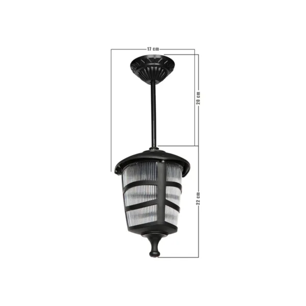 GloboStar® ZARDIN 203-0204 Vintage Κρεμαστό Φωτιστικό Φαναράκι Μονόφωτο 1 x E27 IP44 Μαύρο Πλαστικό Σώμα - Μ17 x Π17 x Υ42cm - Image 2