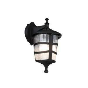 GloboStar® ZARDIN 203-0206 Vintage Επιτοίχιο Φωτιστικό Φαναράκι Μονόφωτο 1 x E27 IP44 Μαύρο Πλαστικό Σώμα - Μ22 x Π17 x Υ27cm