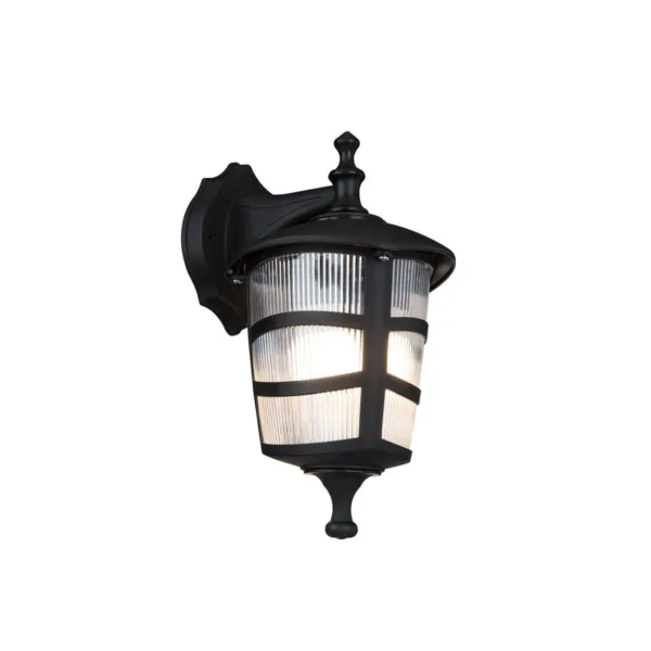 GloboStar® ZARDIN 203-0206 Vintage Επιτοίχιο Φωτιστικό Φαναράκι Μονόφωτο 1 x E27 IP44 Μαύρο Πλαστικό Σώμα - Μ22 x Π17 x Υ27cm