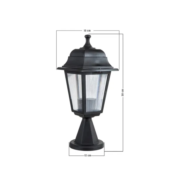 GloboStar® SOLME 203-0210 Vintage Επιδαπέδιο Φωτιστικό Φαναράκι Μονόφωτο 1 x E27 IP44 Μαύρο Πλαστικό Σώμα - Μ15 x Π15 x Υ38cm - Image 2
