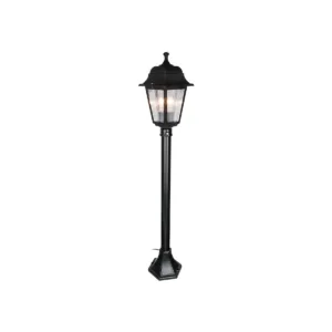 GloboStar® SOLME 203-0212 Vintage Επιδαπέδιο Φωτιστικό Φαναράκι Μονόφωτο 1 x E27 IP44 Μαύρο Πλαστικό Σώμα - Μ15 x Π15 x Υ100cm