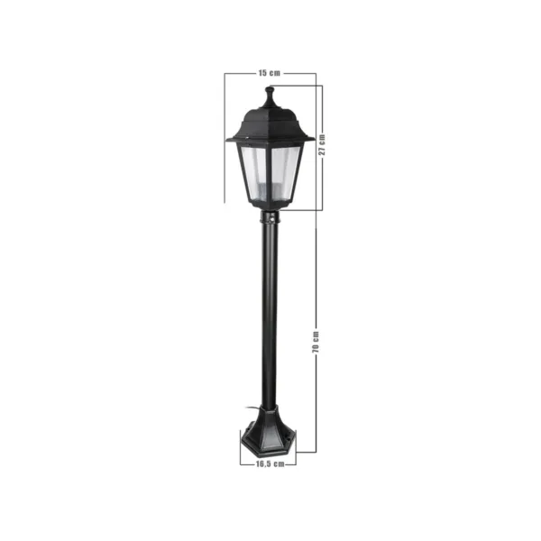 GloboStar® SOLME 203-0212 Vintage Επιδαπέδιο Φωτιστικό Φαναράκι Μονόφωτο 1 x E27 IP44 Μαύρο Πλαστικό Σώμα - Μ15 x Π15 x Υ100cm - Image 2
