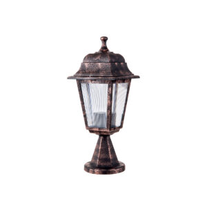 GloboStar® SOLME 203-0215 Vintage Επιδαπέδιο Φωτιστικό Φαναράκι Μονόφωτο 1 x E27 IP44 Χάλκινο Πλαστικό Σώμα - Μ15 x Π15 x Υ38cm