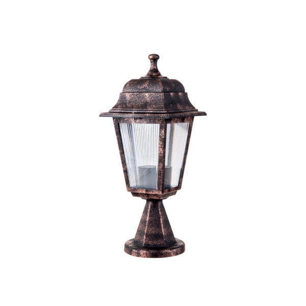 GloboStar® SOLME 203-0215 Vintage Επιδαπέδιο Φωτιστικό Φαναράκι Μονόφωτο 1 x E27 IP44 Χάλκινο Πλαστικό Σώμα - Μ15 x Π15 x Υ38cm