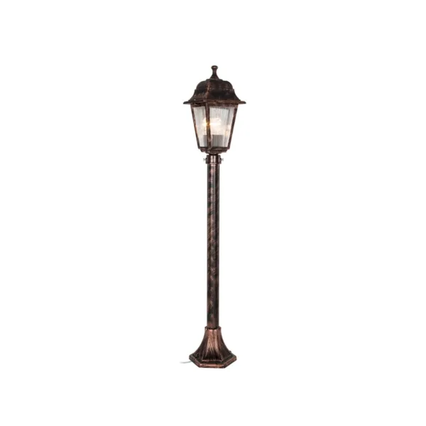 GloboStar® SOLME 203-0217 Vintage Επιδαπέδιο Φωτιστικό Φαναράκι Μονόφωτο 1 x E27 IP44 Χάλκινο Πλαστικό Σώμα - Μ16.5 x Π16.5 x Υ100cm