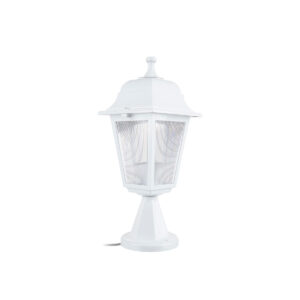 GloboStar® SOLME 203-0220 Vintage Επιδαπέδιο Φωτιστικό Φαναράκι Μονόφωτο 1 x E27 IP44 Λευκό Πλαστικό Σώμα - Μ15 x Π15 x Υ38cm