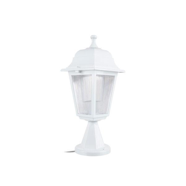 GloboStar® SOLME 203-0220 Vintage Επιδαπέδιο Φωτιστικό Φαναράκι Μονόφωτο 1 x E27 IP44 Λευκό Πλαστικό Σώμα - Μ15 x Π15 x Υ38cm