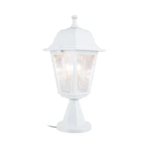 GloboStar® SOLME 203-0220 Vintage Επιδαπέδιο Φωτιστικό Φαναράκι Μονόφωτο 1 x E27 IP44 Λευκό Πλαστικό Σώμα - Μ15 x Π15 x Υ38cm