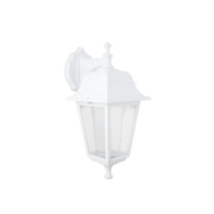 GloboStar® SOLME 203-0221 Vintage Επιτοίχιο Φωτιστικό Φαναράκι Μονόφωτο 1 x E27 IP44 Λευκό Πλαστικό Σώμα - Μ19 x Π15 x Υ35cm