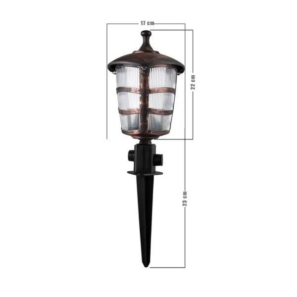 GloboStar® ZARDIN 203-0228 Vintage Καρφωτό Φωτιστικό Φαναράκι Μονόφωτο 1 x E27 IP44 Χάλκινο Πλαστικό Σώμα - Μ17 x Π17 x Υ45cm
