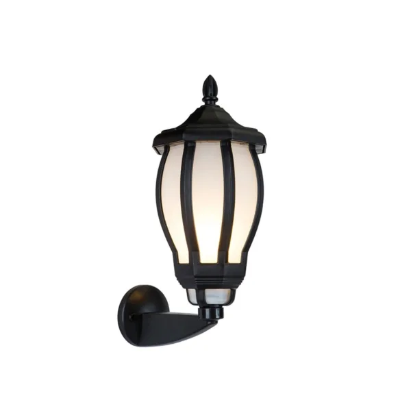 GloboStar® VERDI 203-0229 Vintage Επιτοίχιο Φωτιστικό Φαναράκι Μονόφωτο 1 x E27 IP44 Μαύρο Πλαστικό Σώμα - Μ23 x Π17 x Υ40cm
