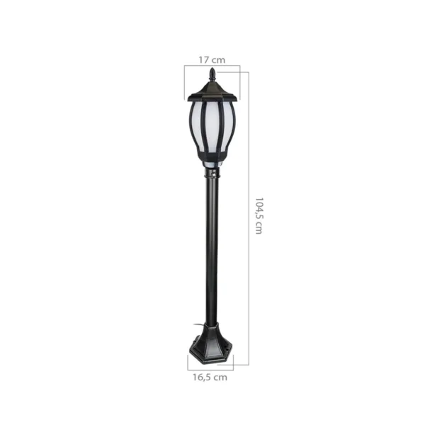 GloboStar® VERDI 203-0230 Vintage Επιδαπέδιο Φωτιστικό Φαναράκι Μονόφωτο 1 x E27 IP44 Μαύρο Πλαστικό Σώμα - Μ17 x Π17 x Υ104.5cm - Image 2