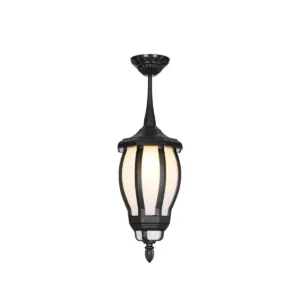 GloboStar® VERDI 203-0232 Vintage Κρεμαστό Φωτιστικό Φαναράκι Μονόφωτο 1 x E27 IP44 Μαύρο Πλαστικό Σώμα - Μ17 x Π17 x Υ52cm