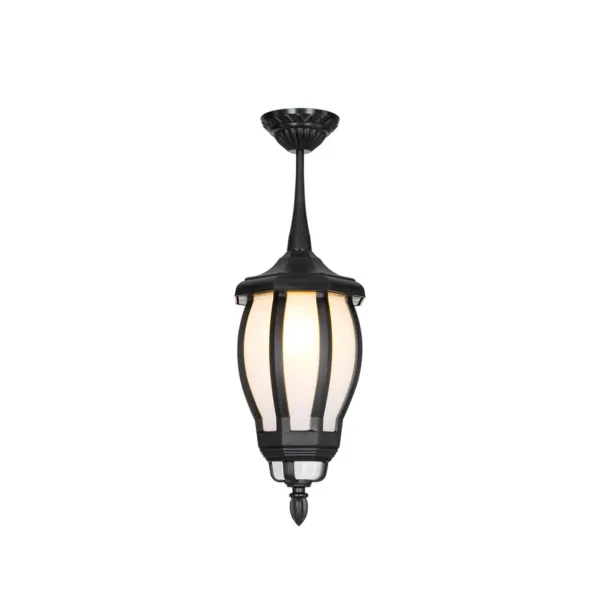 GloboStar® VERDI 203-0232 Vintage Κρεμαστό Φωτιστικό Φαναράκι Μονόφωτο 1 x E27 IP44 Μαύρο Πλαστικό Σώμα - Μ17 x Π17 x Υ52cm