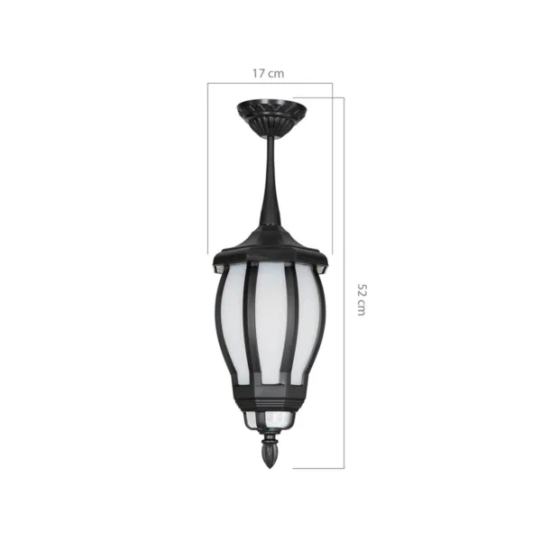 GloboStar® VERDI 203-0232 Vintage Κρεμαστό Φωτιστικό Φαναράκι Μονόφωτο 1 x E27 IP44 Μαύρο Πλαστικό Σώμα - Μ17 x Π17 x Υ52cm - Image 2