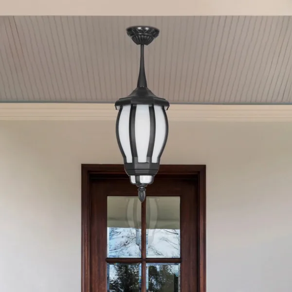 GloboStar® VERDI 203-0232 Vintage Κρεμαστό Φωτιστικό Φαναράκι Μονόφωτο 1 x E27 IP44 Μαύρο Πλαστικό Σώμα - Μ17 x Π17 x Υ52cm - Image 3