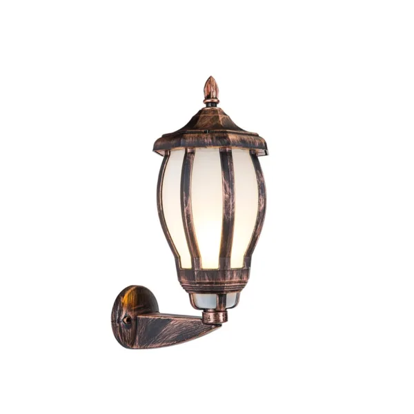 GloboStar® VERDI 203-0233 Vintage Επιτοίχιο Φωτιστικό Φαναράκι Μονόφωτο 1 x E27 IP44 Χάλκινο Πλαστικό Σώμα - Μ23 x Π17 x Υ40cm
