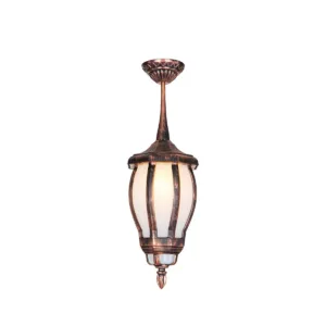 GloboStar® VERDI 203-0234 Vintage Κρεμαστό Φωτιστικό Φαναράκι Μονόφωτο 1 x E27 IP44 Χάλκινο Πλαστικό Σώμα - Μ17 x Π17 x Υ47cm