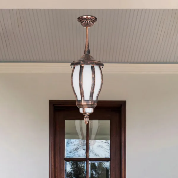 GloboStar® VERDI 203-0234 Vintage Κρεμαστό Φωτιστικό Φαναράκι Μονόφωτο 1 x E27 IP44 Χάλκινο Πλαστικό Σώμα - Μ17 x Π17 x Υ47cm - Image 3