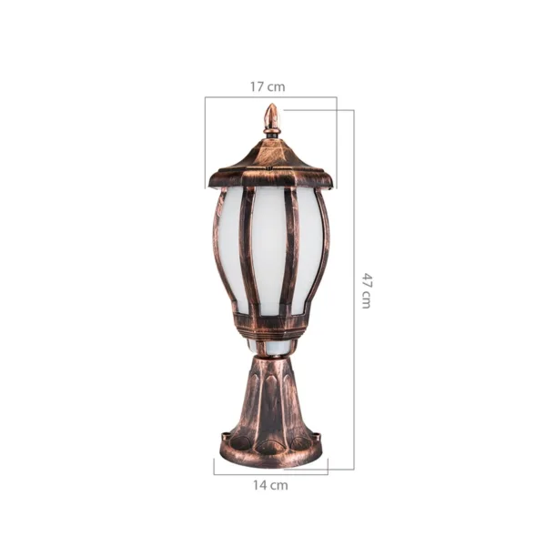 GloboStar® VERDI 203-0235 Vintage Επιδαπέδιο Φωτιστικό Φαναράκι Μονόφωτο 1 x E27 IP44 Χάλκινο Πλαστικό Σώμα - Μ17 x Π17 x Υ47cm - Image 2