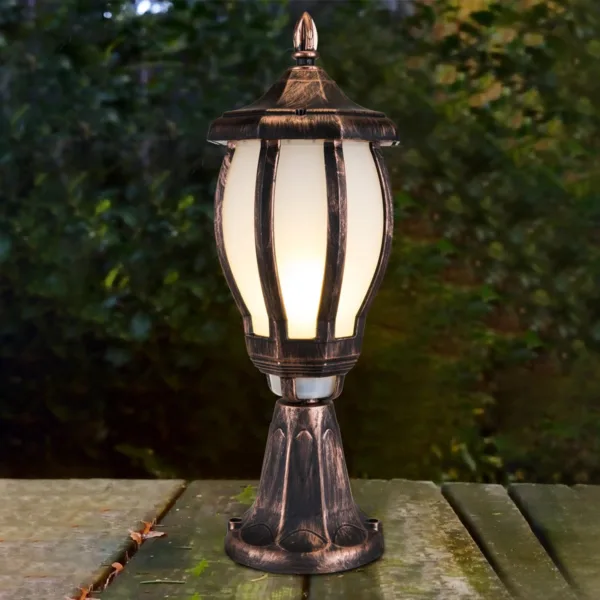 GloboStar® VERDI 203-0235 Vintage Επιδαπέδιο Φωτιστικό Φαναράκι Μονόφωτο 1 x E27 IP44 Χάλκινο Πλαστικό Σώμα - Μ17 x Π17 x Υ47cm - Image 3