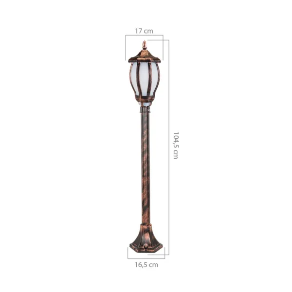 GloboStar® VERDI 203-0236 Vintage Επιδαπέδιο Φωτιστικό Φαναράκι Μονόφωτο 1 x E27 IP44 Χάλκινο Πλαστικό Σώμα - Μ17 x Π17 x Υ104.5cm - Image 2