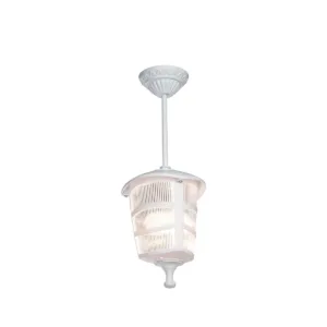GloboStar® ZARDIN 203-0237 Vintage Κρεμαστό Φωτιστικό Φαναράκι Μονόφωτο 1 x E27 IP44 Λευκό Πλαστικό Σώμα - Μ17 x Π17 x Υ42cm