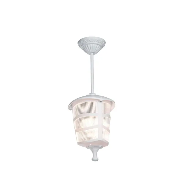 GloboStar® ZARDIN 203-0237 Vintage Κρεμαστό Φωτιστικό Φαναράκι Μονόφωτο 1 x E27 IP44 Λευκό Πλαστικό Σώμα - Μ17 x Π17 x Υ42cm