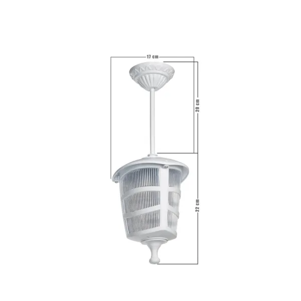 GloboStar® ZARDIN 203-0237 Vintage Κρεμαστό Φωτιστικό Φαναράκι Μονόφωτο 1 x E27 IP44 Λευκό Πλαστικό Σώμα - Μ17 x Π17 x Υ42cm - Image 2