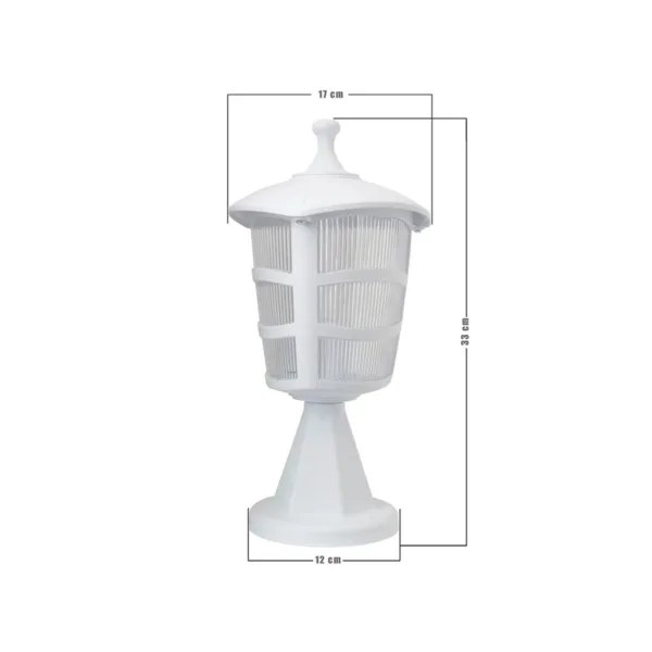 GloboStar® ZARDIN 203-0238 Vintage Επιδαπέδιο Φωτιστικό Φαναράκι Μονόφωτο 1 x E27 IP44 Λευκό Πλαστικό Σώμα - Μ17 x Π17 x Υ34cm - Image 2