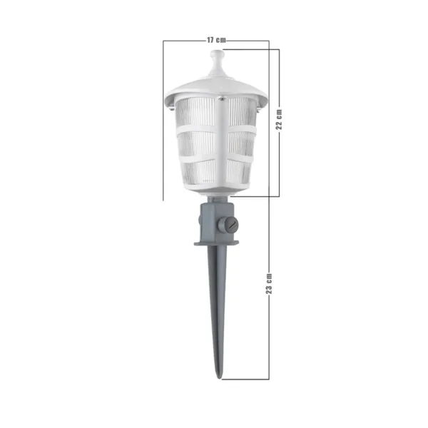 GloboStar® ZARDIN 203-0241 Vintage Καρφωτό Φωτιστικό Φαναράκι Μονόφωτο 1 x E27 IP44 Λευκό Πλαστικό Σώμα - Μ16 x Π16 x Υ51cm - Image 2