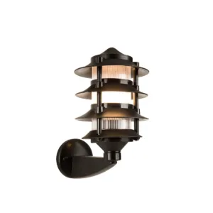 GloboStar® LANTERNA 203-0244 Μοντέρνο Επιτοίχιο Φωτιστικό Φαναράκι Μονόφωτο 1 x E27 IP44 Μαύρο Πλαστικό Σώμα - Μ24 x Π16 x Υ27.5cm