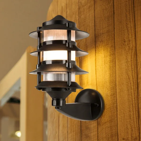 GloboStar® LANTERNA 203-0244 Μοντέρνο Επιτοίχιο Φωτιστικό Φαναράκι Μονόφωτο 1 x E27 IP44 Μαύρο Πλαστικό Σώμα - Μ24 x Π16 x Υ27.5cm - Image 2