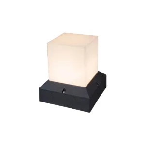 GloboStar® CUBIX 203-0245 Μοντέρνο Επιδαπέδιο Φωτιστικό Μονόφωτο 1 x E27 IP44 Μαύρο Πλαστικό Σώμα - Μ22.5 x Π22.5 x Υ25cm