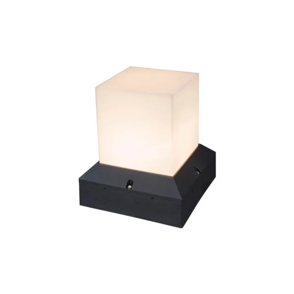 GloboStar® CUBIX 203-0245 Μοντέρνο Επιδαπέδιο Φωτιστικό Μονόφωτο 1 x E27 IP44 Μαύρο Πλαστικό Σώμα - Μ22.5 x Π22.5 x Υ25cm
