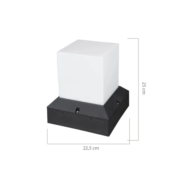 GloboStar® CUBIX 203-0245 Μοντέρνο Επιδαπέδιο Φωτιστικό Μονόφωτο 1 x E27 IP44 Μαύρο Πλαστικό Σώμα - Μ22.5 x Π22.5 x Υ25cm - Image 2