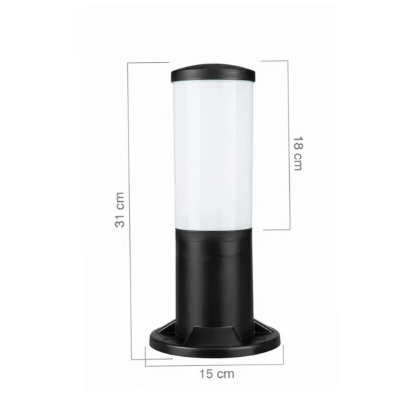 GloboStar® GARDENIO 203-0249 Μοντέρνο Επιδαπέδιο Φωτιστικό Μονόφωτο 1 x E27 IP44 Μαύρο Πλαστικό Σώμα - Μ15 x Π15 x Υ31cm - Image 2