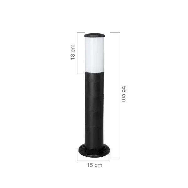 GloboStar® GARDENIO 203-0251 Μοντέρνο Επιδαπέδιο Φωτιστικό Μονόφωτο 1 x E27 IP44 Μαύρο Πλαστικό Σώμα - Μ15 x Π15 x Υ56cm - Image 2