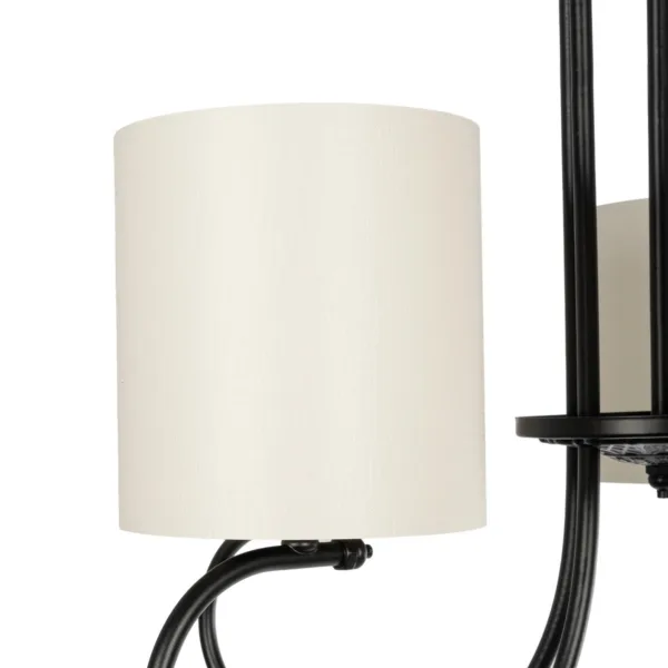GloboStar® TRITON 203-0253 Vintage Κρεμαστό Φωτιστικό Καπέλο Πολύφωτο 5 x E27 IP20 Μαύρο Μέταλλο με Μπέζ Ύφασμα - Μ50 x Π50 x Υ48cm - Image 8