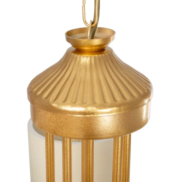 GloboStar® TRITON 203-0254 Vintage Κρεμαστό Φωτιστικό Καπέλο Πολύφωτο 5 x E27 IP20 Χρυσό Μέταλλο με Μπέζ Ύφασμα - Μ50 x Π50 x Υ48cm - Image 9