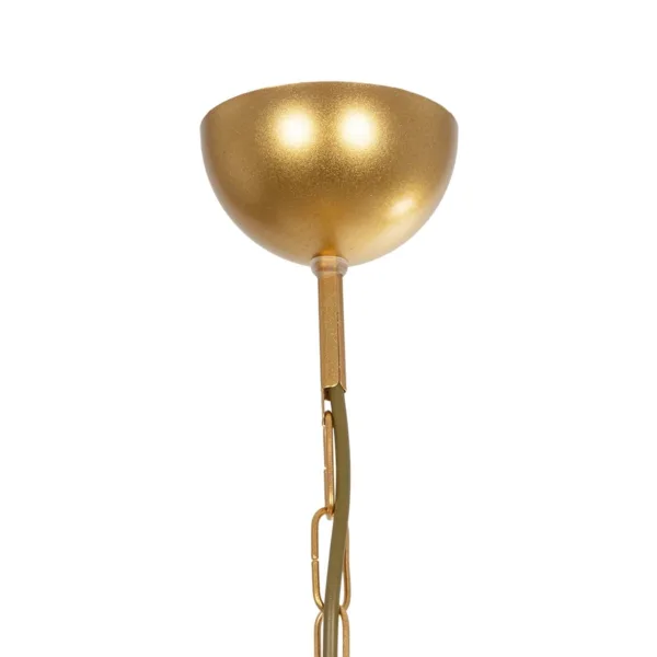 GloboStar® TRITON 203-0254 Vintage Κρεμαστό Φωτιστικό Καπέλο Πολύφωτο 5 x E27 IP20 Χρυσό Μέταλλο με Μπέζ Ύφασμα - Μ50 x Π50 x Υ48cm - Image 10