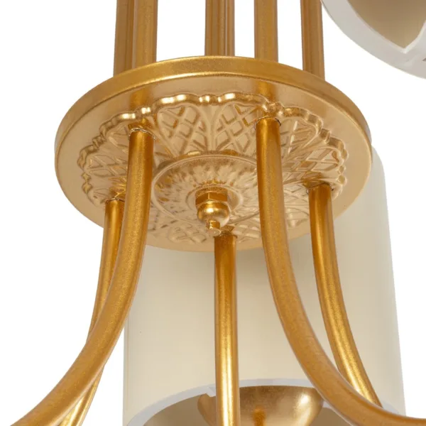 GloboStar® TRITON 203-0254 Vintage Κρεμαστό Φωτιστικό Καπέλο Πολύφωτο 5 x E27 IP20 Χρυσό Μέταλλο με Μπέζ Ύφασμα - Μ50 x Π50 x Υ48cm - Image 7